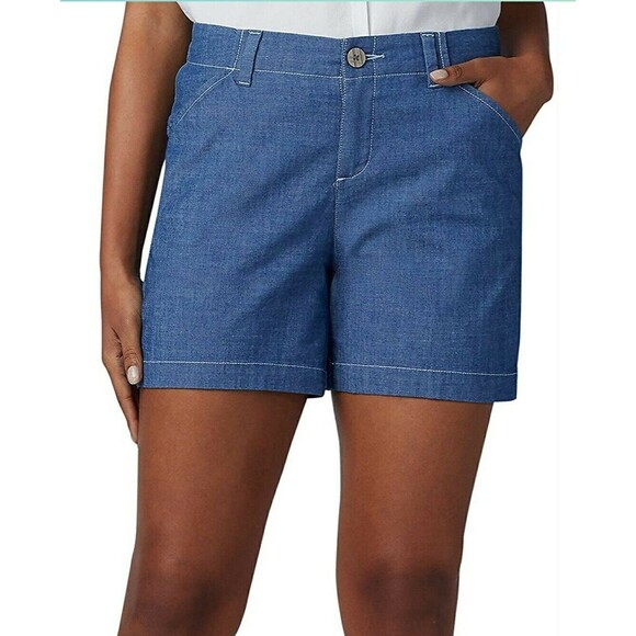 Lee Women's Regular Fit Chino Bermuda Short - Size 4‎ Rinse Chambray - Picture 1 of 2